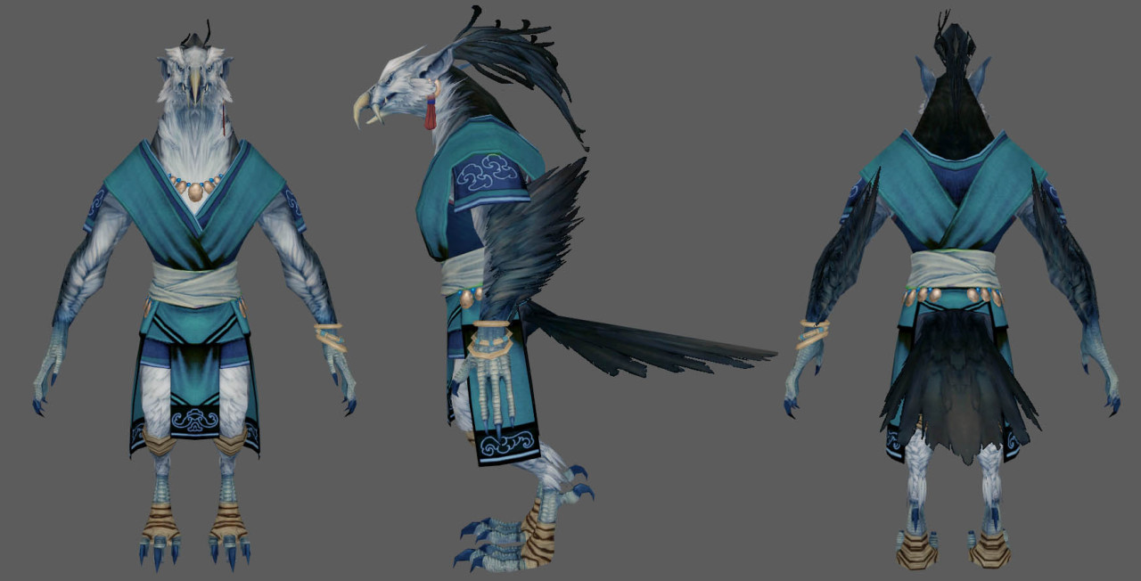 Tengu character model from the Guild Wars 2 expansion – detailed design of the avian warrior race
