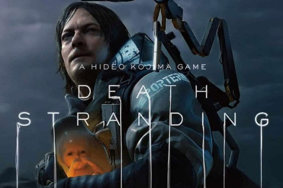 Death Stranding movie adaption concept poster featuring a dark cinematic layout, mysterious character silhouette, and film adaptation teaser.