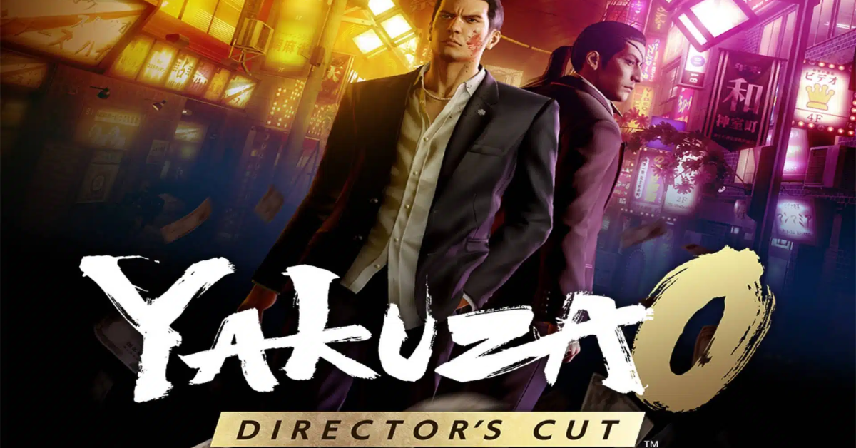 Cover art for Yakuza 0 Director's Cut featuring characters in dynamic poses against a vibrant city backdrop.