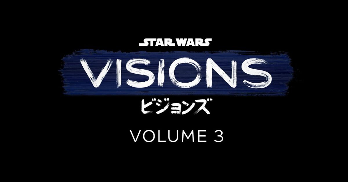 Official logo for Star Wars: Visions Volume 3, featuring bold typography with a galactic backdrop, announcing the series' return in 2025